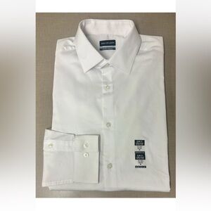 Van Heusen Men's White Dress Shirt 15-15.5 32/33 Stretch Slim Fit NWT $60